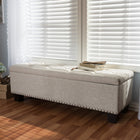 Baxton Studio Hannah Modern and Contemporary Beige Fabric Upholstered Button-Tufting Storage Ottoman Bench