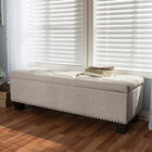 Baxton Studio Hannah Modern and Contemporary Beige Fabric Upholstered Button-Tufting Storage Ottoman Bench