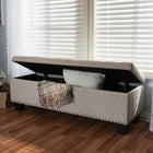Baxton Studio Hannah Modern and Contemporary Beige Fabric Upholstered Button-Tufting Storage Ottoman Bench