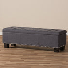 Baxton Studio Hannah Modern and Contemporary Dark Grey Fabric Upholstered Button-Tufting Storage Ottoman Bench