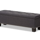 Baxton Studio Hannah Modern and Contemporary Dark Grey Fabric Upholstered Button-Tufting Storage Ottoman Bench