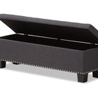 Baxton Studio Hannah Modern and Contemporary Dark Grey Fabric Upholstered Button-Tufting Storage Ottoman Bench