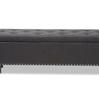Baxton Studio Hannah Modern and Contemporary Dark Grey Fabric Upholstered Button-Tufting Storage Ottoman Bench