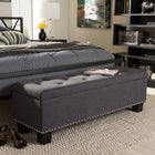 Baxton Studio Hannah Modern and Contemporary Dark Grey Fabric Upholstered Button-Tufting Storage Ottoman Bench