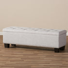 Baxton Studio Hannah Modern and Contemporary Grayish Beige Fabric Upholstered Button-Tufting Storage Ottoman Bench