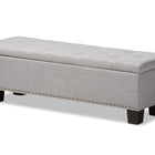 Baxton Studio Hannah Modern and Contemporary Grayish Beige Fabric Upholstered Button-Tufting Storage Ottoman Bench