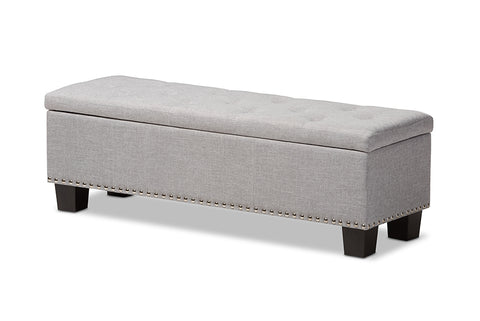 Baxton Studio Hannah Modern and Contemporary Grayish Beige Fabric Upholstered Button-Tufting Storage Ottoman Bench
