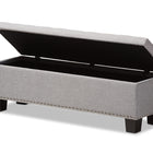 Baxton Studio Hannah Modern and Contemporary Grayish Beige Fabric Upholstered Button-Tufting Storage Ottoman Bench
