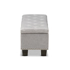 Baxton Studio Hannah Modern and Contemporary Grayish Beige Fabric Upholstered Button-Tufting Storage Ottoman Bench