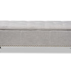 Baxton Studio Hannah Modern and Contemporary Grayish Beige Fabric Upholstered Button-Tufting Storage Ottoman Bench