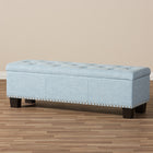 Baxton Studio Hannah Modern and Contemporary Light Blue Fabric Upholstered Button-Tufting Storage Ottoman Bench