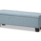 Baxton Studio Hannah Modern and Contemporary Light Blue Fabric Upholstered Button-Tufting Storage Ottoman Bench