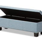 Baxton Studio Hannah Modern and Contemporary Light Blue Fabric Upholstered Button-Tufting Storage Ottoman Bench