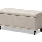 Baxton Studio Kaylee Modern Classic Beige Fabric Upholstered Button-Tufting Storage Ottoman Bench