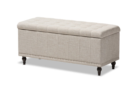 Baxton Studio Kaylee Modern Classic Beige Fabric Upholstered Button-Tufting Storage Ottoman Bench