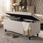 Baxton Studio Kaylee Modern Classic Beige Fabric Upholstered Button-Tufting Storage Ottoman Bench