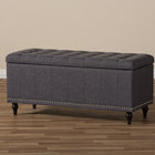 Baxton Studio Kaylee Modern Classic Dark Grey Fabric Upholstered Button-Tufting Storage Ottoman Bench