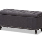 Baxton Studio Kaylee Modern Classic Dark Grey Fabric Upholstered Button-Tufting Storage Ottoman Bench