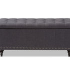 Baxton Studio Kaylee Modern Classic Dark Grey Fabric Upholstered Button-Tufting Storage Ottoman Bench