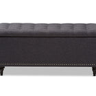 Baxton Studio Kaylee Modern Classic Dark Grey Fabric Upholstered Button-Tufting Storage Ottoman Bench