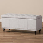Baxton Studio Kaylee Modern Classic Grayish Beige Fabric Upholstered Button-Tufting Storage Ottoman Bench