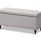 Baxton Studio Kaylee Modern Classic Grayish Beige Fabric Upholstered Button-Tufting Storage Ottoman Bench