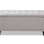 Baxton Studio Kaylee Modern Classic Grayish Beige Fabric Upholstered Button-Tufting Storage Ottoman Bench