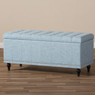 Baxton Studio Kaylee Modern Classic Light Blue Fabric Upholstered Button-Tufting Storage Ottoman Bench