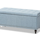 Baxton Studio Kaylee Modern Classic Light Blue Fabric Upholstered Button-Tufting Storage Ottoman Bench