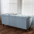 Baxton Studio Kaylee Modern Classic Light Blue Fabric Upholstered Button-Tufting Storage Ottoman Bench