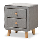 Baxton Studio Jonesy Mid-Century Grey Fabric Upholstered 2-Drawer Nightstand