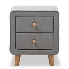 Baxton Studio Jonesy Mid-Century Grey Fabric Upholstered 2-Drawer Nightstand