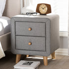 Baxton Studio Jonesy Mid-Century Grey Fabric Upholstered 2-Drawer Nightstand