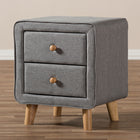 Baxton Studio Jonesy Mid-Century Grey Fabric Upholstered 2-Drawer Nightstand