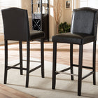 Baxton Studio Libra Black Modern Bar Stool with Nail Head Trim (Set of 2)