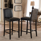 Baxton Studio Libra Dark Brown Modern Bar Stool with Nail Head Trim (Set of 2)