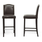 Baxton Studio Libra Dark Brown Modern Bar Stool with Nail Head Trim (Set of 2)