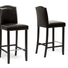 Baxton Studio Libra Dark Brown Modern Bar Stool with Nail Head Trim (Set of 2)