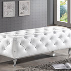 Baxton Studio Stella Crystal Tufted White Leather Modern Bench