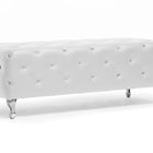 Baxton Studio Stella Crystal Tufted White Leather Modern Bench