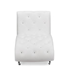 Baxton Studio Pease Contemporary White Faux Leather Upholstered Crystal Button Tufted Chaise Lounge