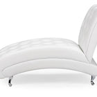 Baxton Studio Pease Contemporary White Faux Leather Upholstered Crystal Button Tufted Chaise Lounge