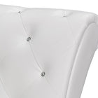 Baxton Studio Pease Contemporary White Faux Leather Upholstered Crystal Button Tufted Chaise Lounge