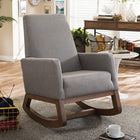 Baxton Studio Yashiya Mid-century Retro Modern Grey Fabric Upholstered Rocking Chair