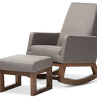 Baxton Studio Yashiya Mid-century Retro Modern Grey Fabric Upholstered Rocking Chair and Ottoman Set
