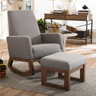 Baxton Studio Yashiya Mid-century Retro Modern Grey Fabric Upholstered Rocking Chair and Ottoman Set