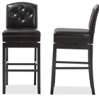 Baxton Studio Ginaro Modern and Contemporary Dark Brown Faux Leather Button-tufted Upholstered Swivel Bar Stool (Set of 2)