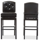Baxton Studio Ginaro Modern and Contemporary Dark Brown Faux Leather Button-tufted Upholstered Swivel Bar Stool (Set of 2)