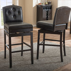 Baxton Studio Ginaro Modern and Contemporary Dark Brown Faux Leather Button-tufted Upholstered Swivel Bar Stool (Set of 2)
