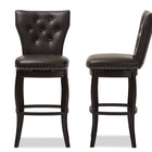 Baxton Studio Leonice Modern and Contemporary Dark Brown Faux Leather Upholstered Button-tufted 29-Inch 2-Piece Swivel Bar Stool Set